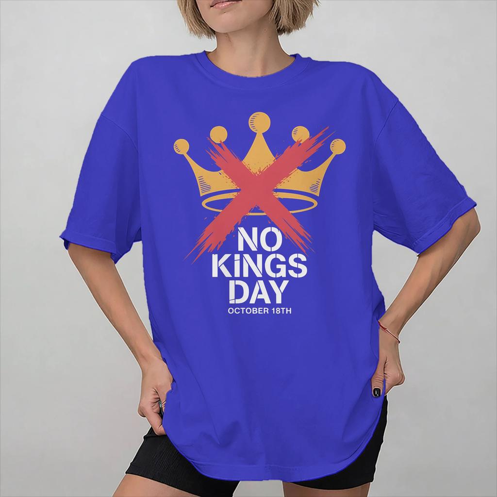 Graphic Printed No Kings In America T Shirt For Unisex  100 Cotton Tee Shirt Short Sleeve Clothing