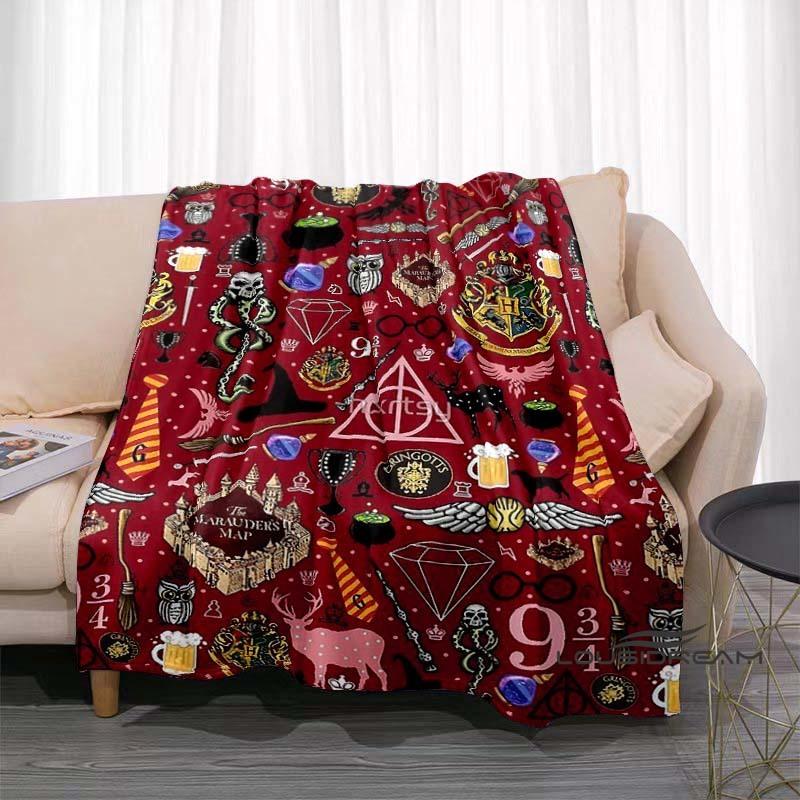 Fantasy Adventure MovieThemed 3D Printed Blanket Harry Potter Warm Cozy Flannel Throw Suitable for Bedrooms Sofas Beds