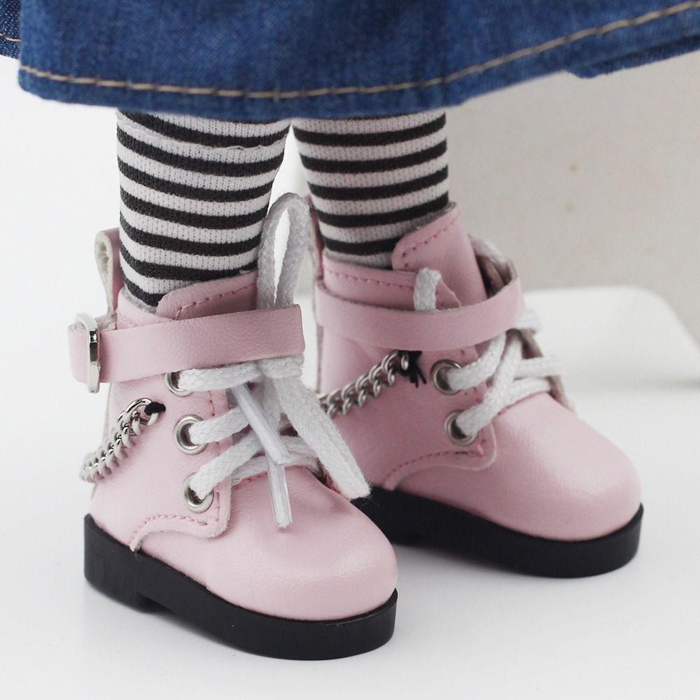 1/6 Playing House Changing Dressing Game Mini Chain Boots PU Leather Doll Shoes Toys Accessories