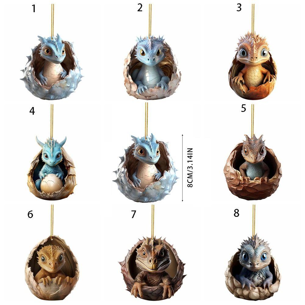 2D Christmas Dragon Pendant Dragon Egg Acrylic Dragon Pendant Dragon Baby Egg Ornament  Home