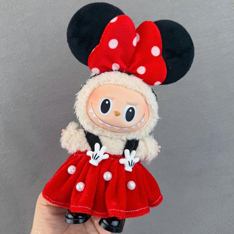 17cm Labubu Doll Clothes: Keychain Pendant Outfit with Skirt and Sweater for Parties