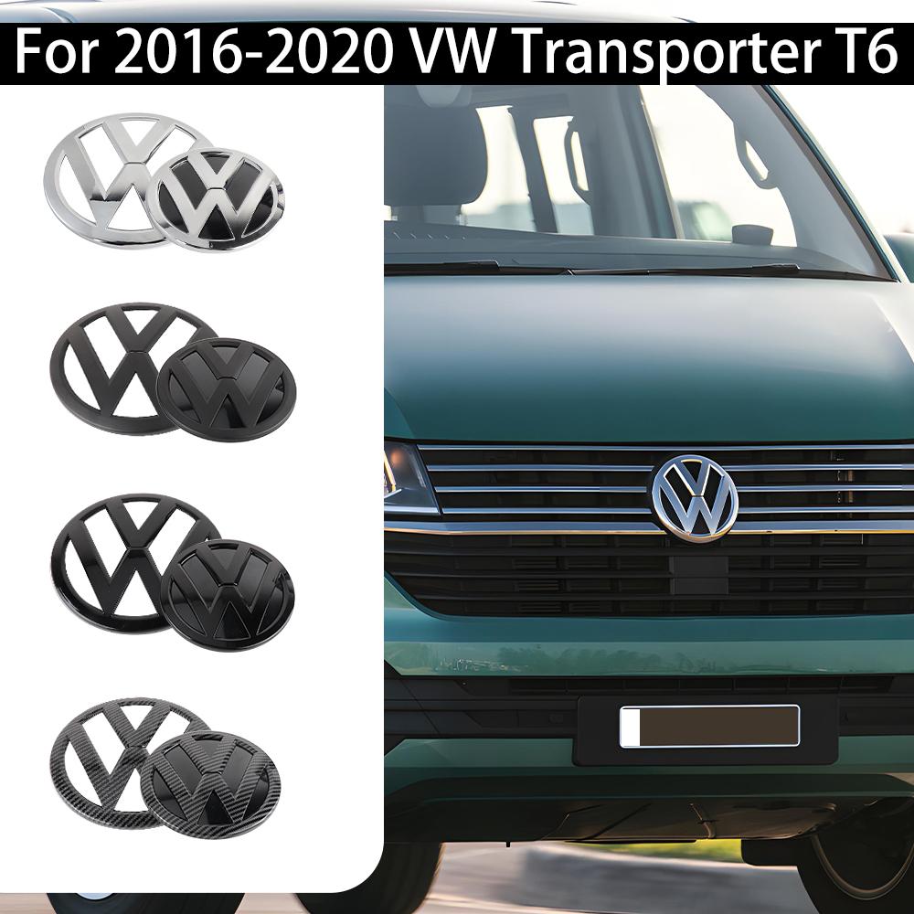xyz1 2pcs Original replacement version Car Front Grille Emblem Cover Rear Trunk Lid Badge Stickers for VW Transporter T6 2016-2020