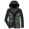Однослойная тонкая мужская куртка большого размера с капюшоном, цветная блокирующая куртка