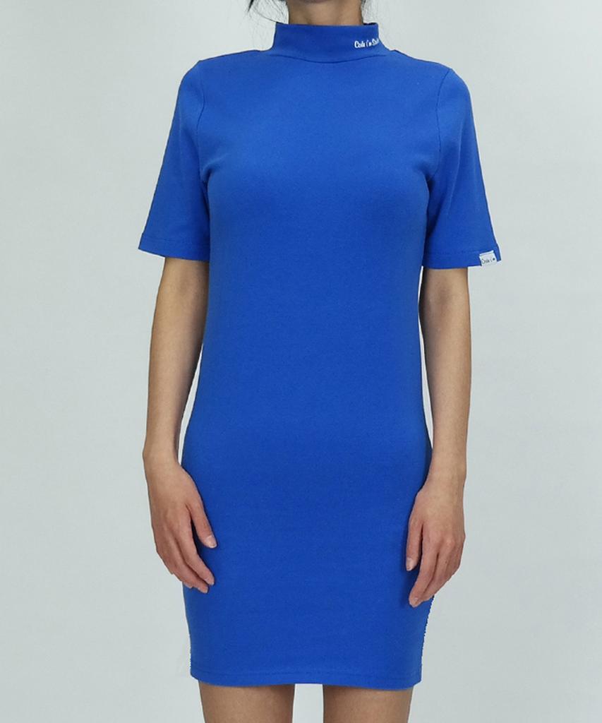 Code Iam Spandex Ripped Mock Turtleneck Mini Dress Blue