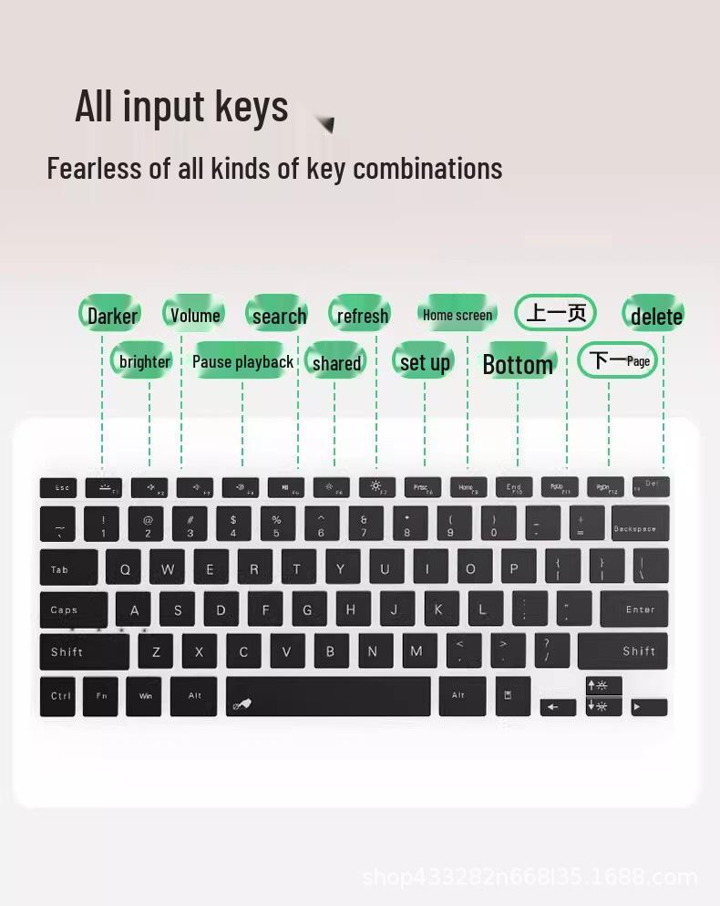 Biyaz CK112 Universal Wireless Keyboard Cover with Bluetooth Touch Control - Black