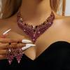 Alloy Gold Plated Earrings Necklace Exaggerated Vintage Accessories Dress Set Full of Diamond Jewelry