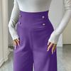 Женские двубортные брюки с высокой талией, широкие, однотонные, утягивающие, прямые брюки с драпировкой