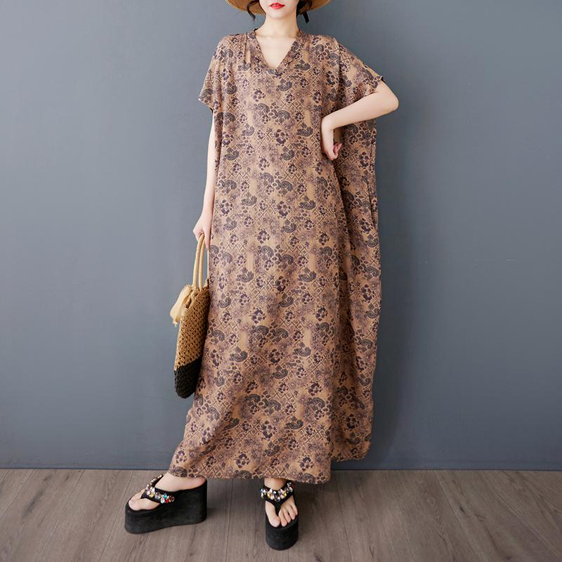 DIMANAF 2025 Summer Plus Size Dress Women Casual Linen Dress Loose Basic Cotton Vintage Long Dress