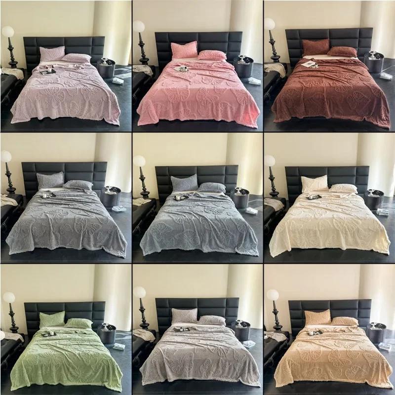 Sofa Warm Lamb Velvet Flannel Cover Soft Butterfly Blanket Bed Cover for Bedding Blanket for Home Office Air Conditioning