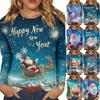 Women's Casual Fashion Sexy Comfortable Christmas Printed Round Neck Long Sleeve Top