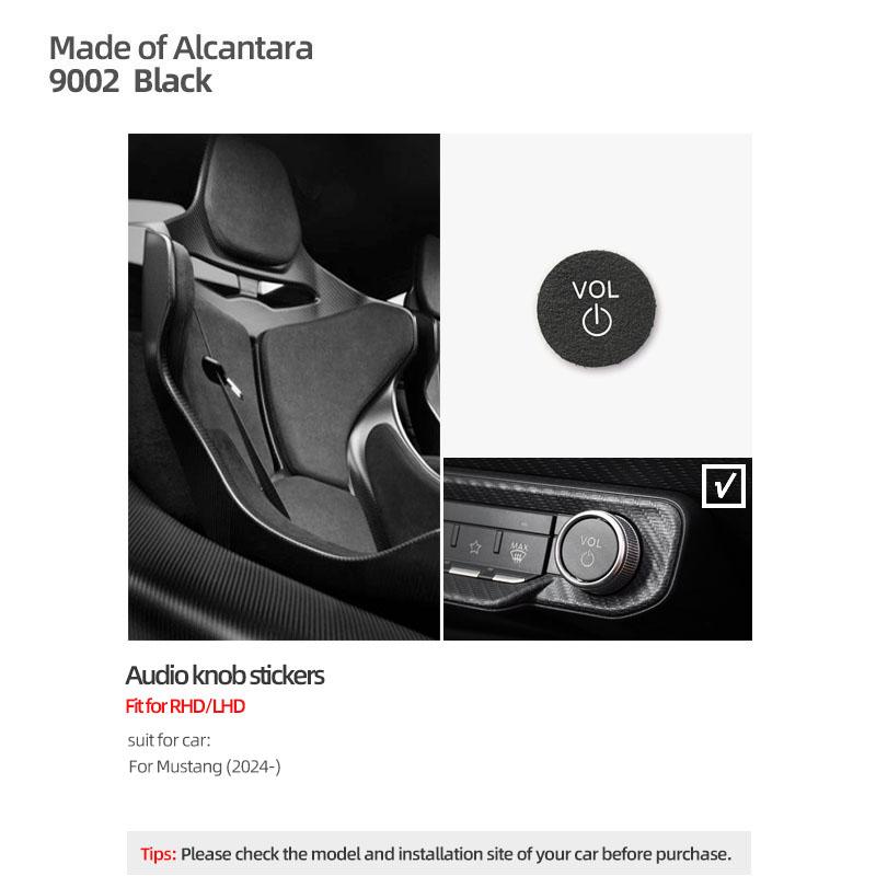 Make of Alcantara Betterhumz For Ford Mustang GT 2024 2025- Car Center Console AD Volume knob Trim Stickers Interior Accessories