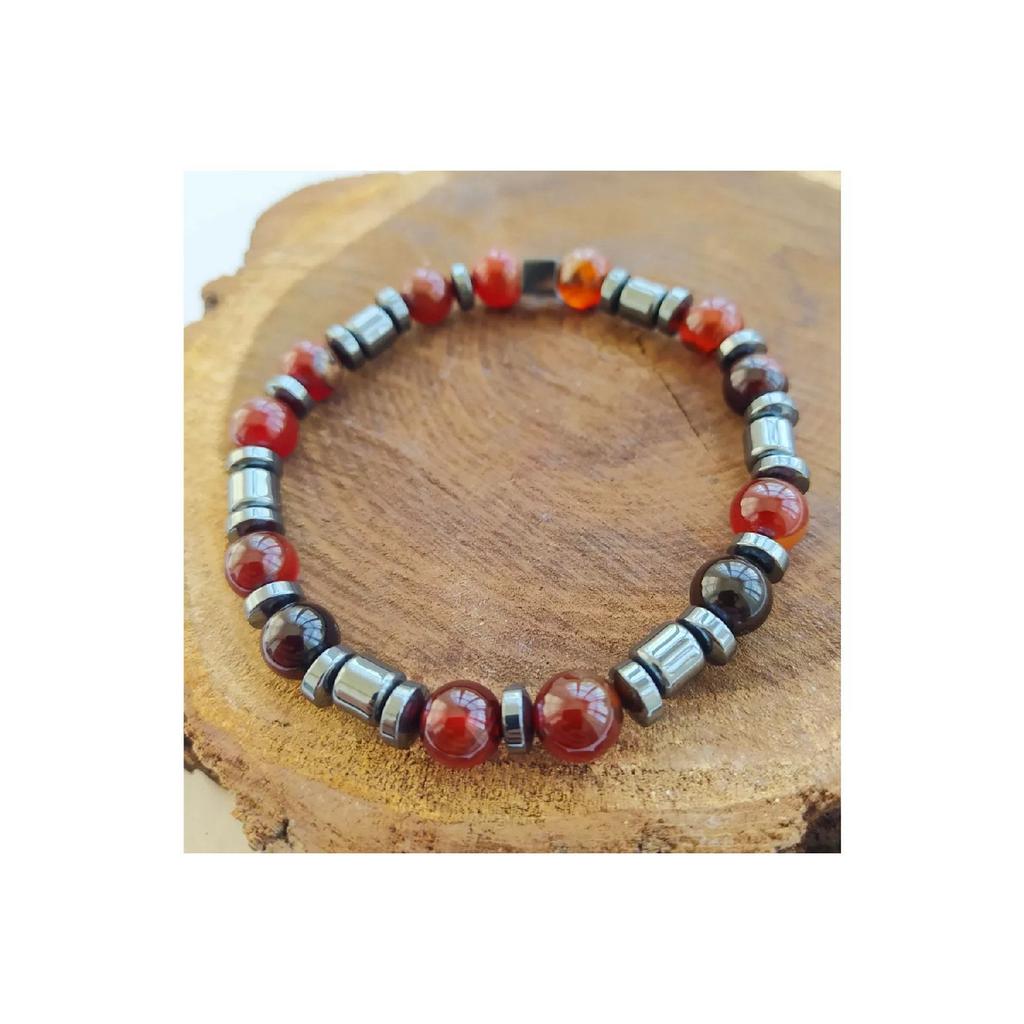 Браслет унисекс из натурального камня «Агат и гематит»