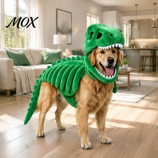 Easy Wear Pet Gear Dinosaur Skeleton Costume, Halloween Dog Outfit, Funny Holiday Apparel Cosplay Costume for Dogs Cats, Trick or Treat Outfit