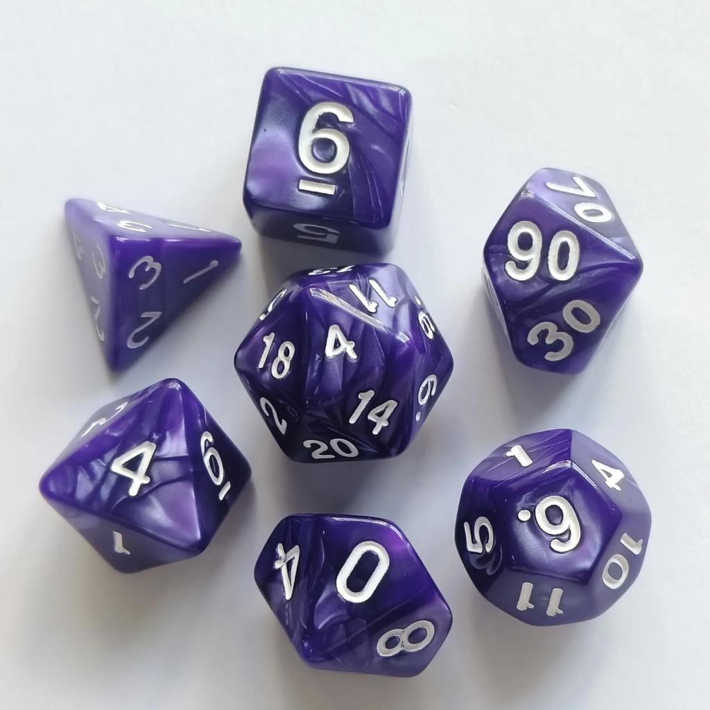 7pcs/set Colorful Pearl Pattern Polyhedral Dice Number Dice Kit for DND PRTG RPG Running Team Table Board Game Dnd Dice Set