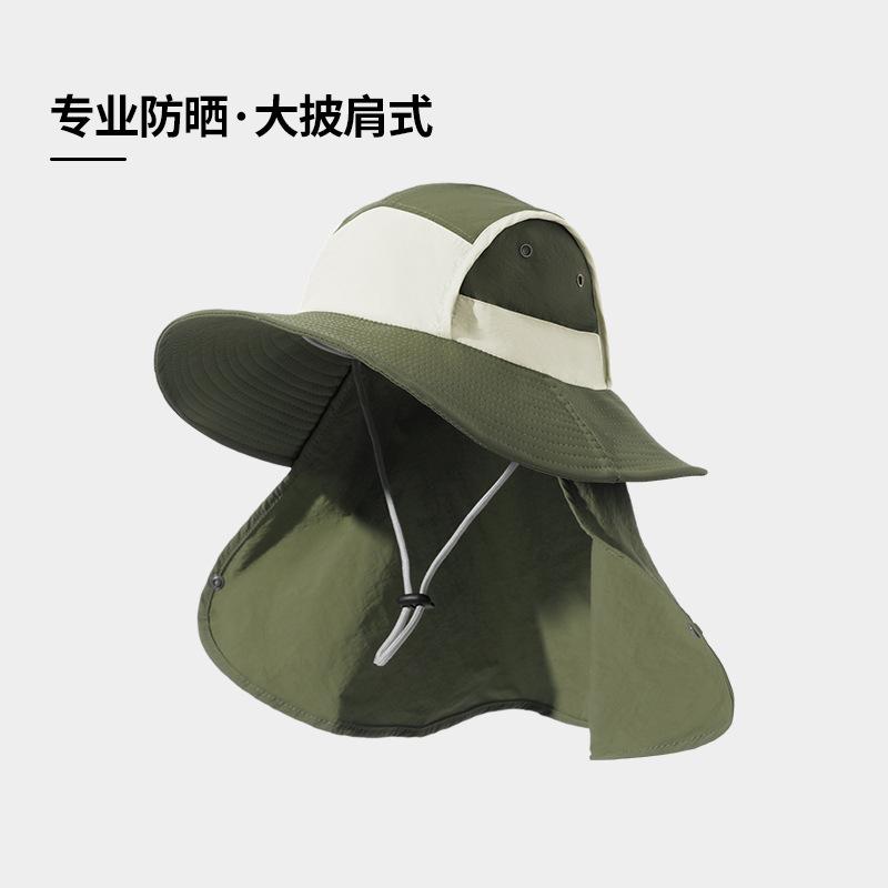 Sunscreen Bucket Hat Women's Summer Anti-purple Line Neck Protection Integrated Sun Hat Fishing Camping Mountaineering Hat Men's