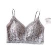 Sexy pure lace beautiful back chest wrap women's fixed cup gathering underwear without steel ring bra short suspender vest tide