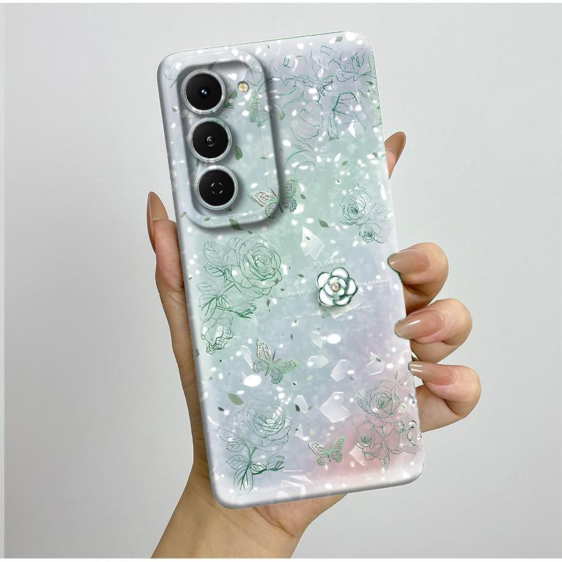 Чехол для Tecno Spark 40 Pro 40Pro+ Plus 4G Эстетичный Цветочный Чехол для Телефона Тонкий Жидкий Силикон Защита от Падений Мягкий Чехол