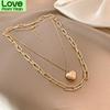Металлическое ожерелье Ins Cold Wind Hip - Hop свитер цепь Love подвеска ожерелье Длинное дикое двухслойное ожерелье с аксессуарами