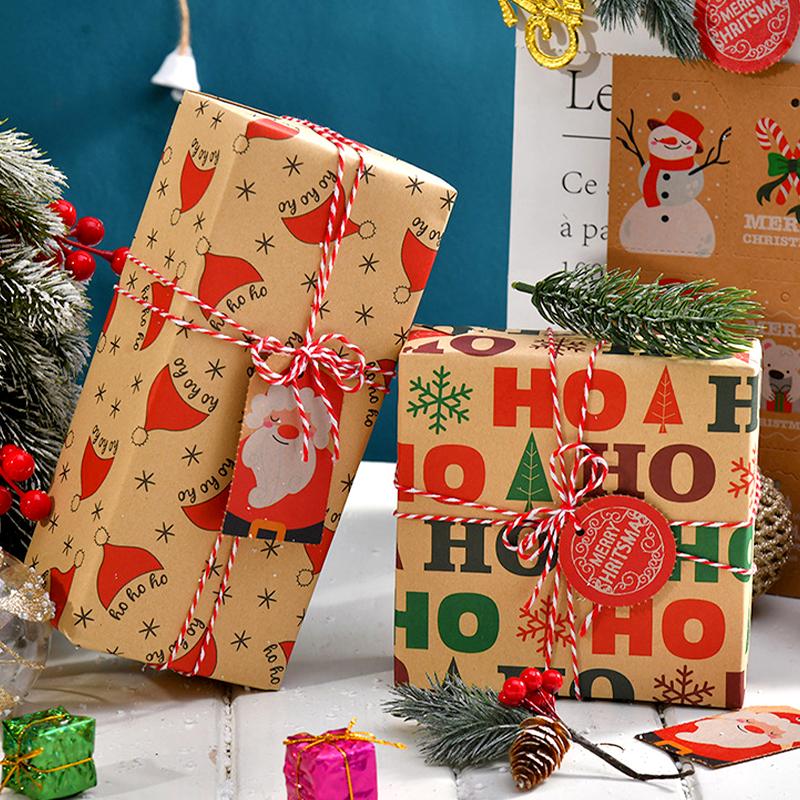 6 шт. Рождественская подарочная упаковочная бумага Утолщенная крафт-бумага Упаковка подарочной коробки Сделай сам Новогодняя вечеринка Подарочное украшение Крафт-бумага