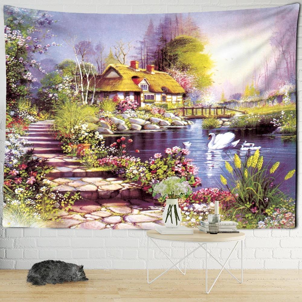 Oil Painting Forest Decoration Tapestry Bedroom Living Room Tapestry Home Wall Decoration Tapestry