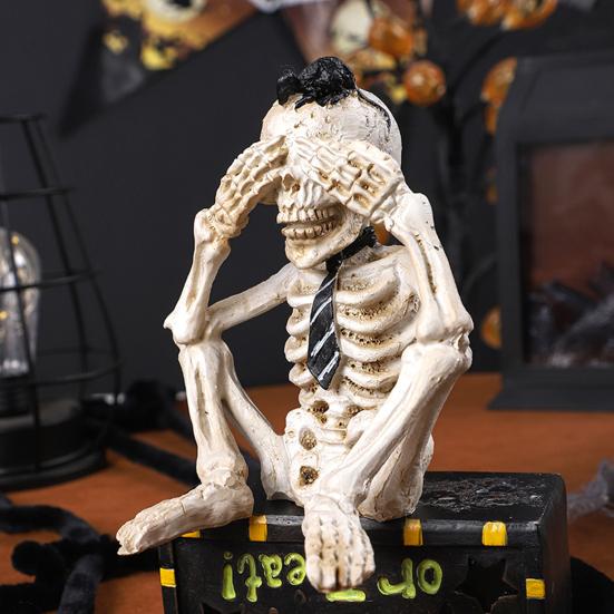 Статуя скелета на Хэллоуин, реалистичный череп, коллекционные фигурки, см., говорите, не слышите зла, домашний декор, жуткие украшения на Хэллоуин