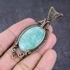 Натуральный Амазонит Камень Ручной Работы Медная Проволока Обмотка Подвеска Ювелирное Изделие 2.95" q8U81