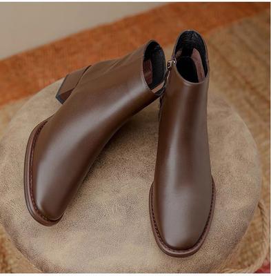 Модные женские ботильоны на толстом каблуке, короткие ботинки, модная зимняя обувь для женщин 2025, осенняя повседневная обувь для офисной леди