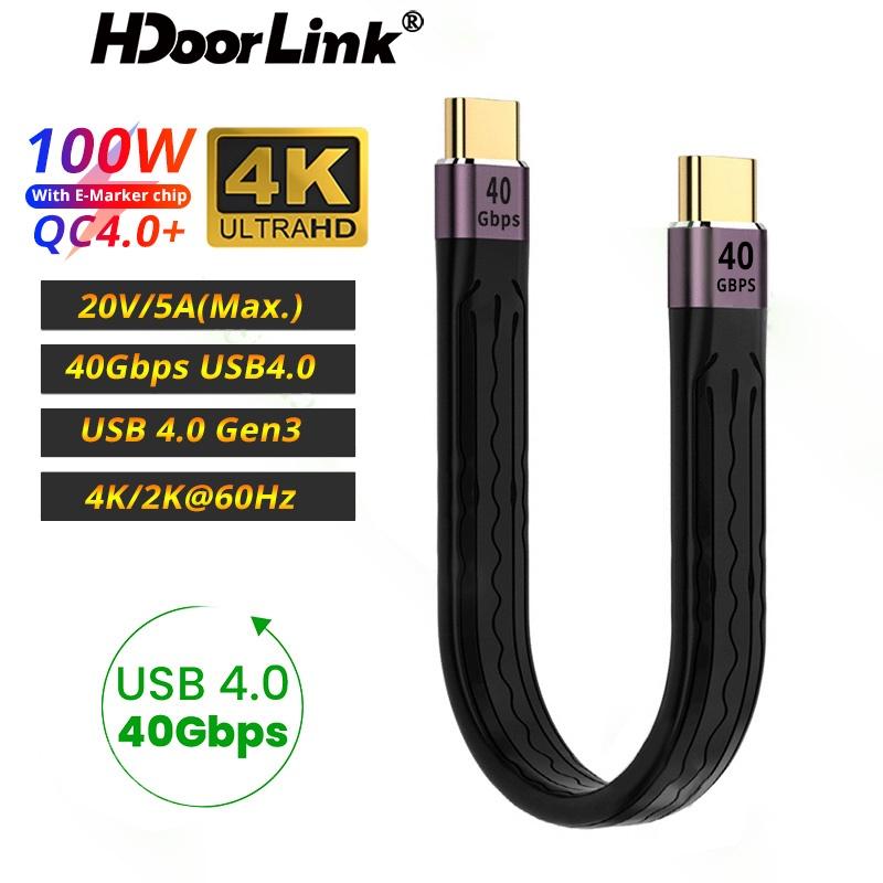 HdoorLink Кабель для зарядки USB 4.0 Gen3 Type C PD 100 Вт 5 А USB C to C Быстрая зарядка Thunderbolt 3 4K Кабель USB C 40 Гбит/с Кабель для передачи данных