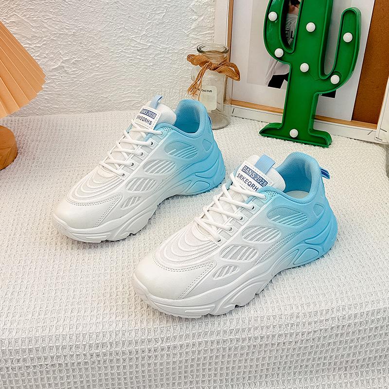 Новые весенние туфли для папы на толстой подошве, женская корейская версия, повседневная женская обувь с круглым носком и градиентом, студенческая спортивная обувь