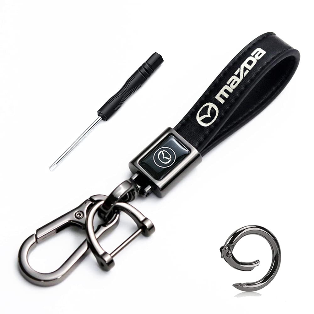 HDSW Брелок для ключей с логотипом автомобиля из натуральной кожи, 1 шт. MAZDA подходит для ЧЕРНЫЙ 2