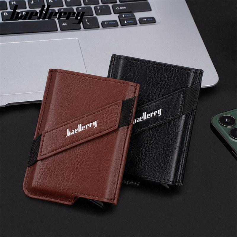 Baellerry Men RFID Wallet Aluminum Anti Theft Mini Card Holder Fashion Money Bag Vintage Design Business Purse Wallets