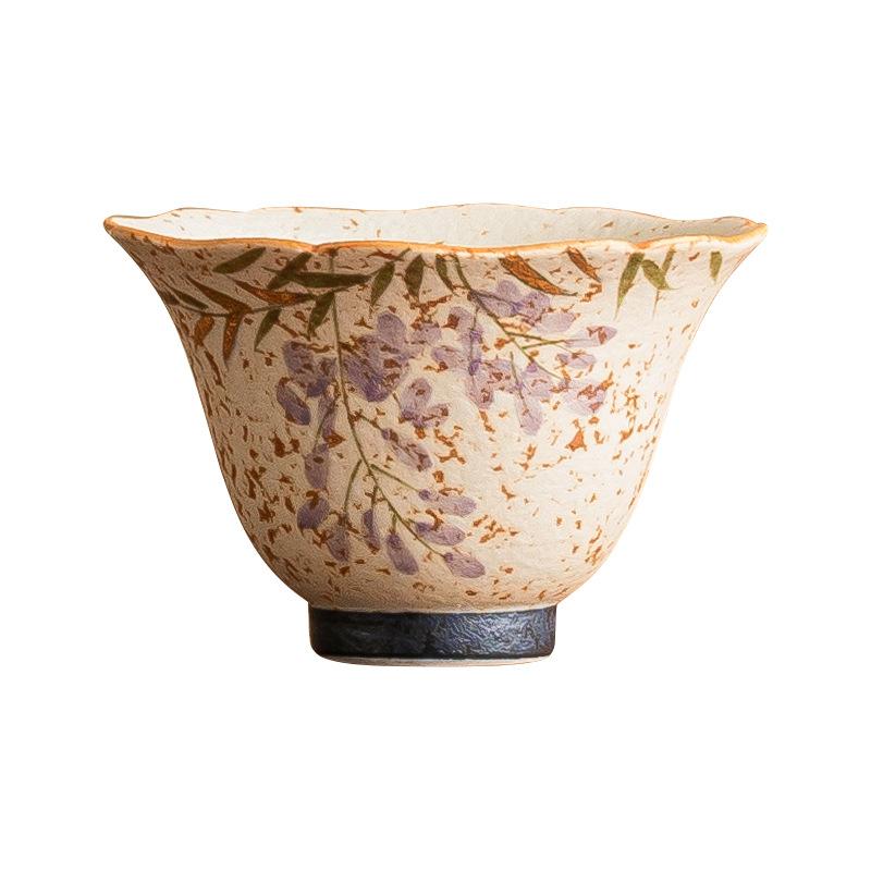 High Grade Master Cup Hand Painted Gold Wisteria Flower Bell Cup Anti Scald Large Capacity Tea Tasting Cup