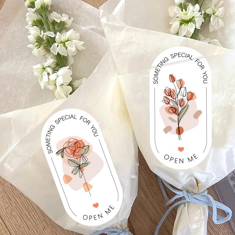 100 наклеек/в упаковке, Цветочные наклейки, Эллипсы, Наклейки для запечатывания, Декоративные наклейки-этикетки для подарочной коробки, Упаковка, Наклейки для запечатывания, Кондитерские наклейки