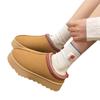 Women's Plus Size Fur Fleece One Foot Cotton Shoes Casual Short Tube Solid Color Thick Sole Snow Boots Velvet Half Slipper Shoes 36-43