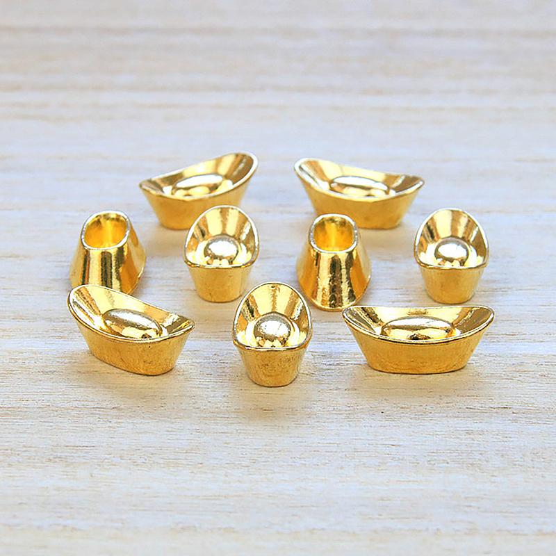 5Pcs Ingot Gold Chinese Yuan Bao Wealth Golden Statue Ingots Decor Ornament Decorative Year Bar Lucky Money Prosperity Figur