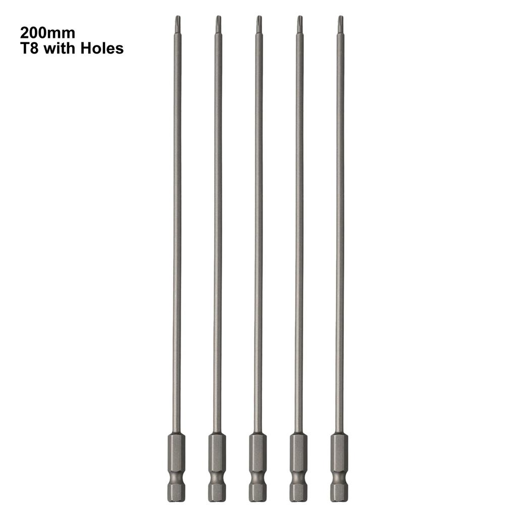 7.78 дюйма Полый бит-отвертка T-orx Шестигранный хвостовик Насадка T8-25 Электрические удлиненные биты-отвертки Магнитная головка безопасности