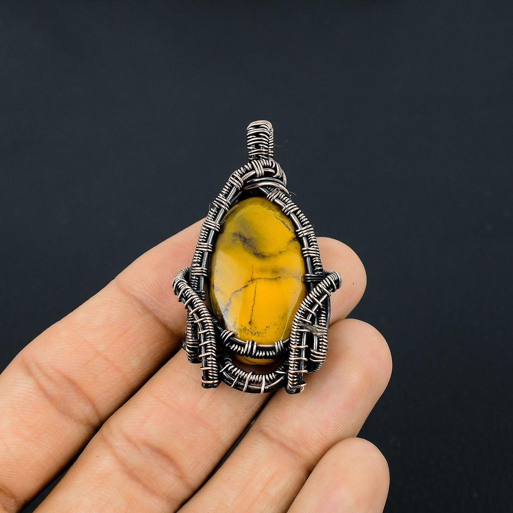 Подвеска из мокаита, подвеска, обернутая медной проволокой 999 пробы, ювелирное изделие из драгоценного камня ручной работы, подарки для жены, совершенно новая подвеска