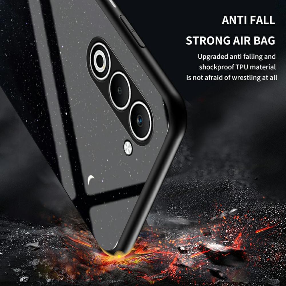 For Oppo A5 5G Case Starry Sky Pattern Tempered Glass Phone Cover