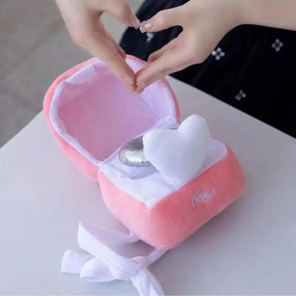 Коробка для колец в форме сердца, чехол для колец, игрушка, плюшевая коробка для колец, плюшевые куклы, детские игровые принадлежности