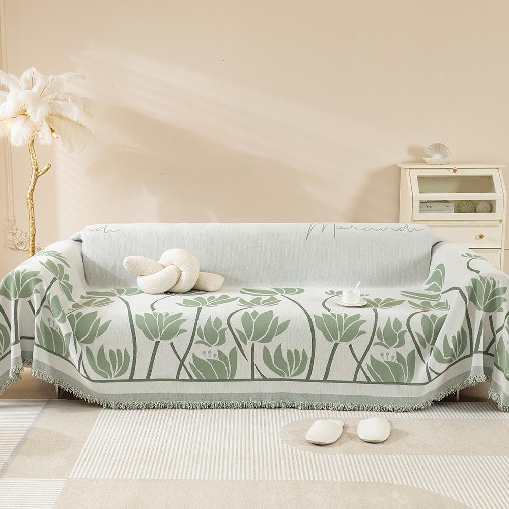 Sofa Cover Towel Ins Style Nordic Sofa Blanket Cover Towel All-Inclusive Lotus Double-Sided Sofa Cover Four Seasons Universal