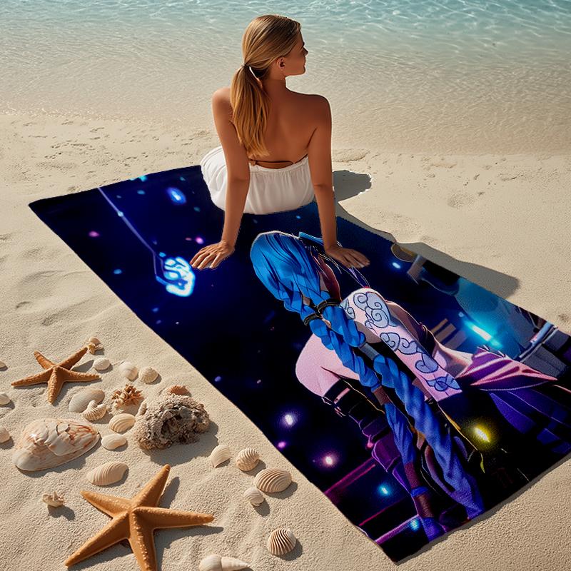 proof beach towel with a Jinx pattern - soft,absorbent,quick-drying,machine washable - perfect for swimming,camping,bathing