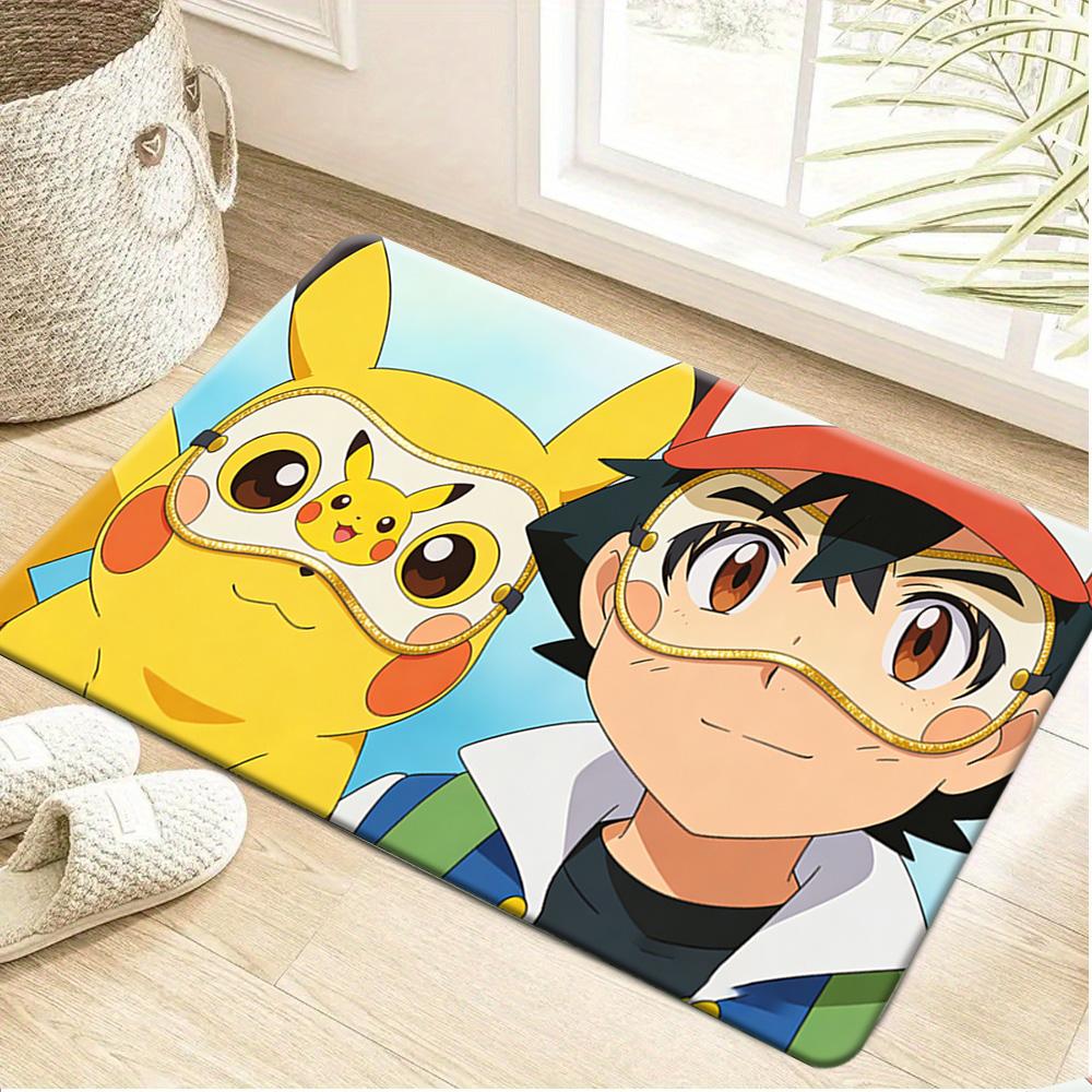 Pokemon Pikachu Graffiti Print Non-Slip Doormat for Home Decor