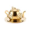 Strainer for Herbal Spice Teaware Ceremony Accessories Gold Teapot Shaped Stainless Steel Loose Leaf Tea Infuser Reusable Tea