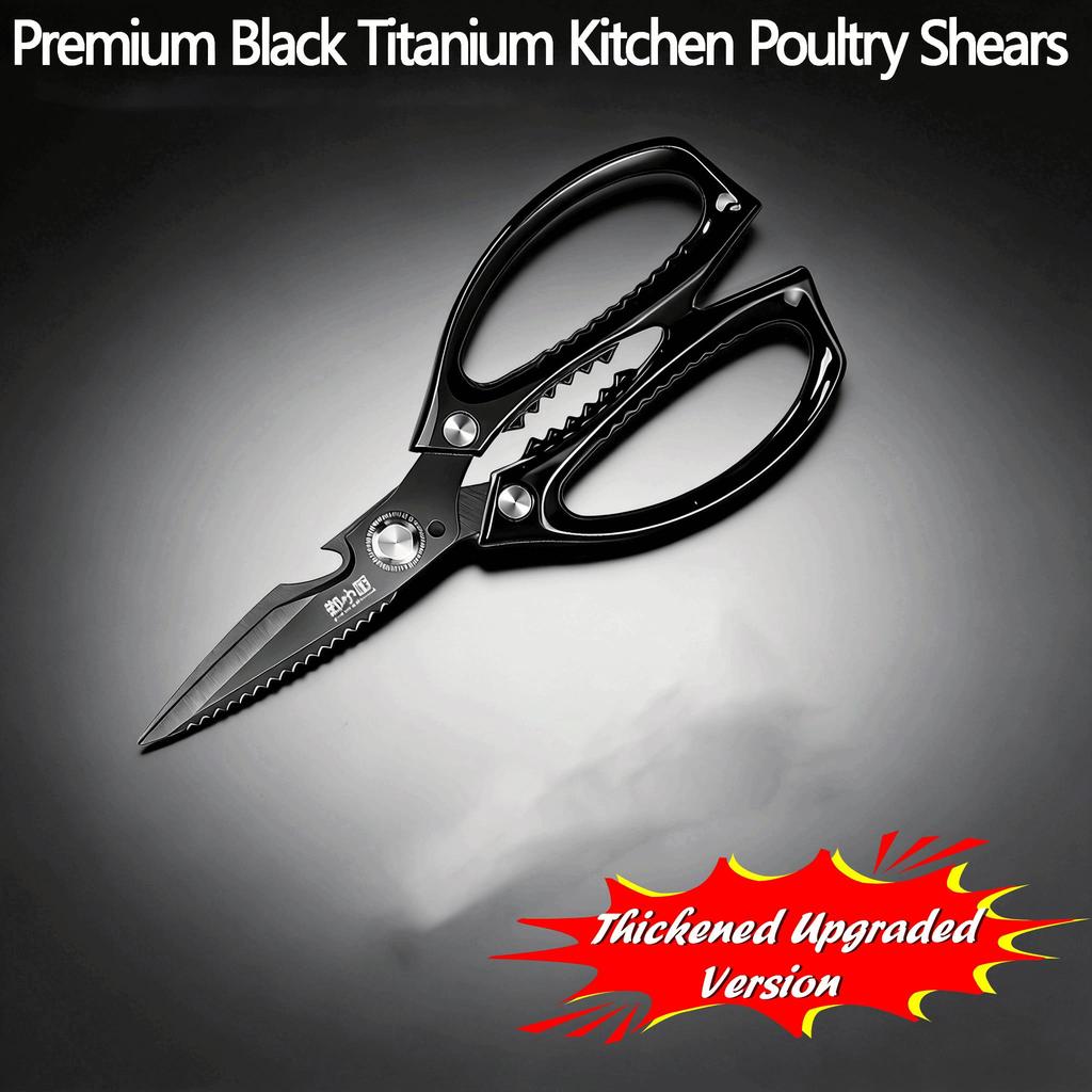 Multipurpose Black Titanium Kitchen Scissors 2 Pcs-Professional Poultry Bone Shears for Cutting Chicken,Duck,Fish Seafood BBQ5