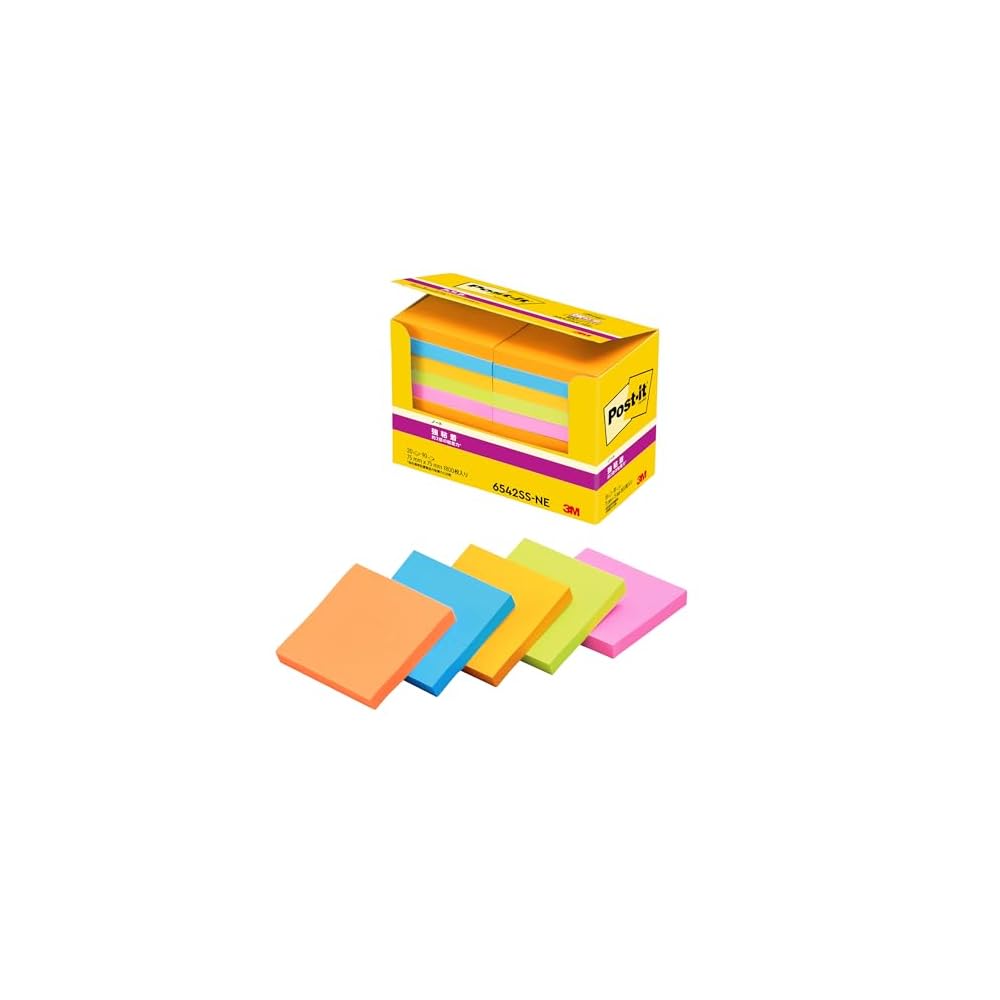 3M Post-it Sticky Notes, Super Strong Adhesive, Large, Neon Colors, 75 x 75 mm, 90 sheets x 20