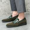 Men Green Tassels Monks Loafers Shoes Wedding Party Shoes Casual Formal Business Suede Dress Prom Shoes Plus Size