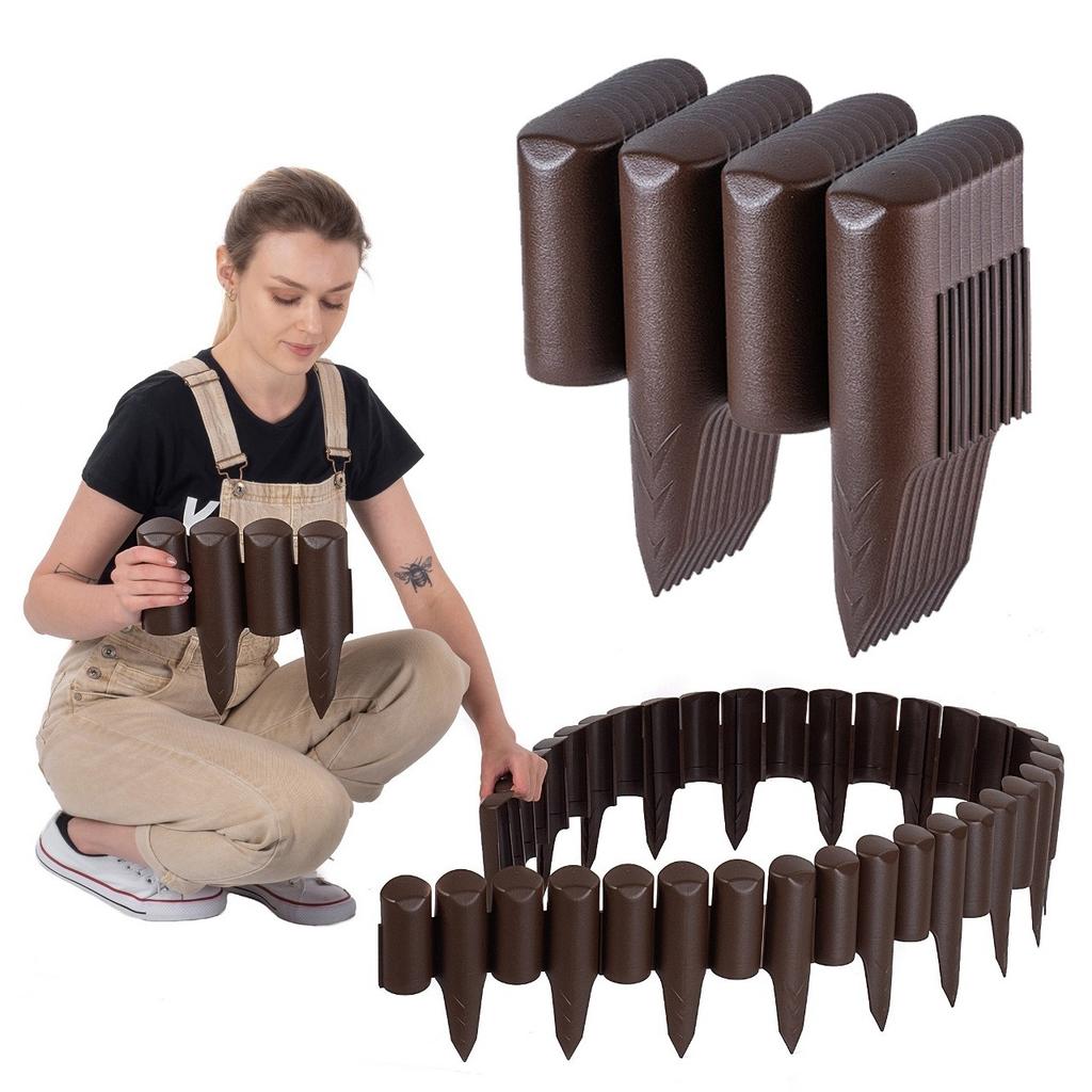 KADAX Garden Palisade Edging Fence Lawn Edging Plastic