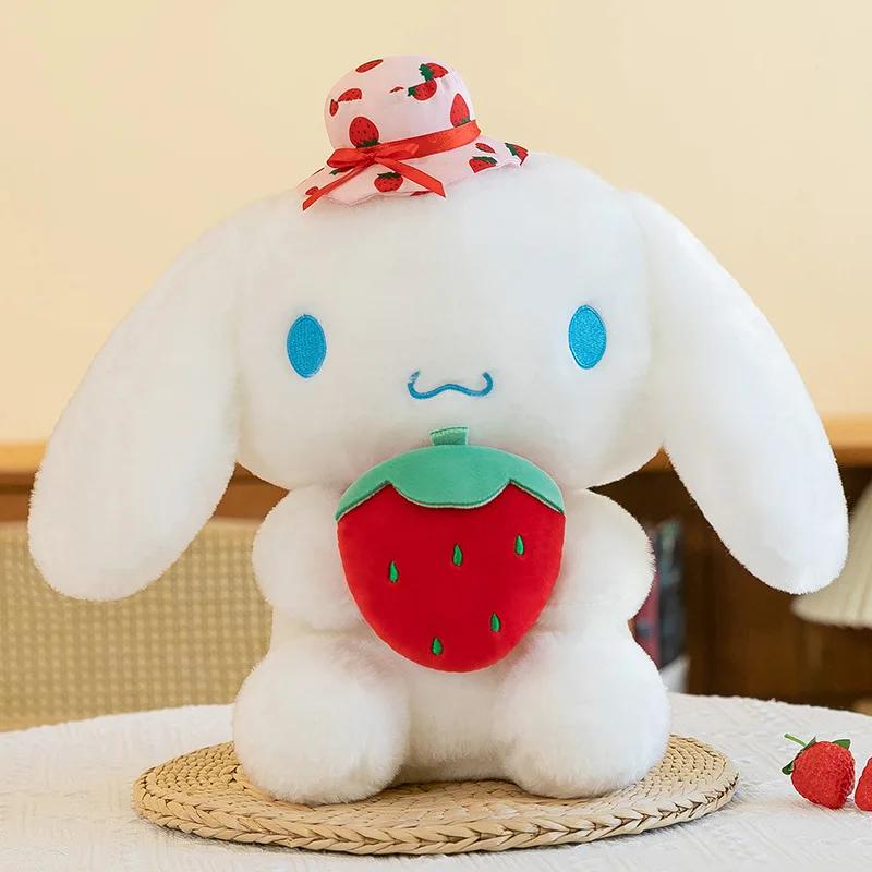25cm Kawaii Melody Doll Cinnamon Dog Hugging Strawberry Stuffed Plush Toy Cartoon Anime Plush Doll Sleeping Pillow
