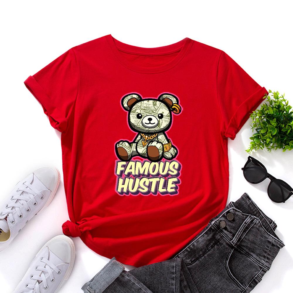 Знаменитая футболка Hustle из хлопка с коротким рукавом и круглым вырезом для женщин, 2D-принт, топы