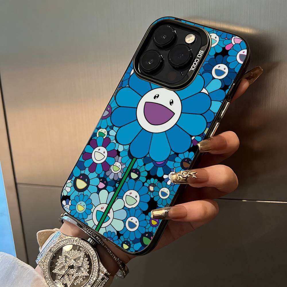T-Takashis -M-Murakamis For iPhone 17 16 15 14 13 12 11 Pro Max XS 17 Air Silicone Colored Silver Bumper Cover